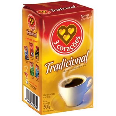 CAFE PO VACUO 500G 3 CORACOES TRADIC