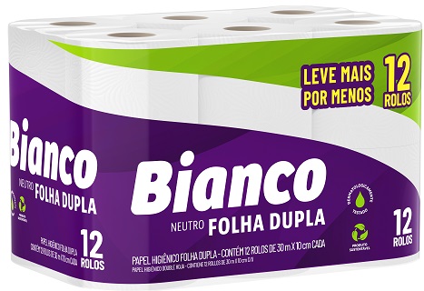 PAPEL HIGIENICO FOLHA DUPLA 30M BIANCO L12 P11 NEUTRO PAPEL HIGIENICO FOLHA DUPLA 30M BIANCO L12 P11 NEUTRO