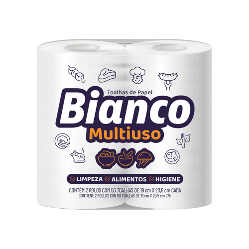 PAPEL TOALHA ROLO 100FLS BIANCO C/2X50FLS  PAPEL TOALHA ROLO 100FLS BIANCO C/2X50FLS