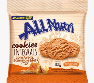 COOKIES ALLNUTRI 80G INTEGRAIS AVEIA/BANANA/MEL 