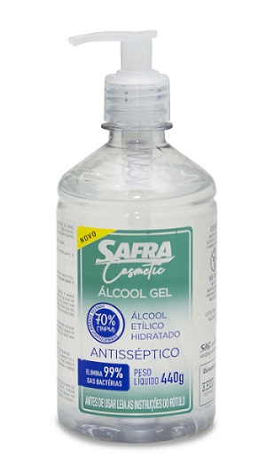 ALCOOL EM GEL SAFRA COSMETIC 440G 70%  INPM