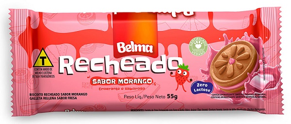 BISCOITO RECHEADO LANCHINHO 55G BELMA MORANGO