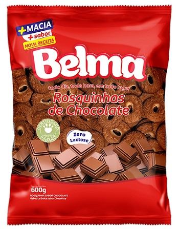 BISCOITO ROSQUINHA BELMA 600G CHOCOLATE