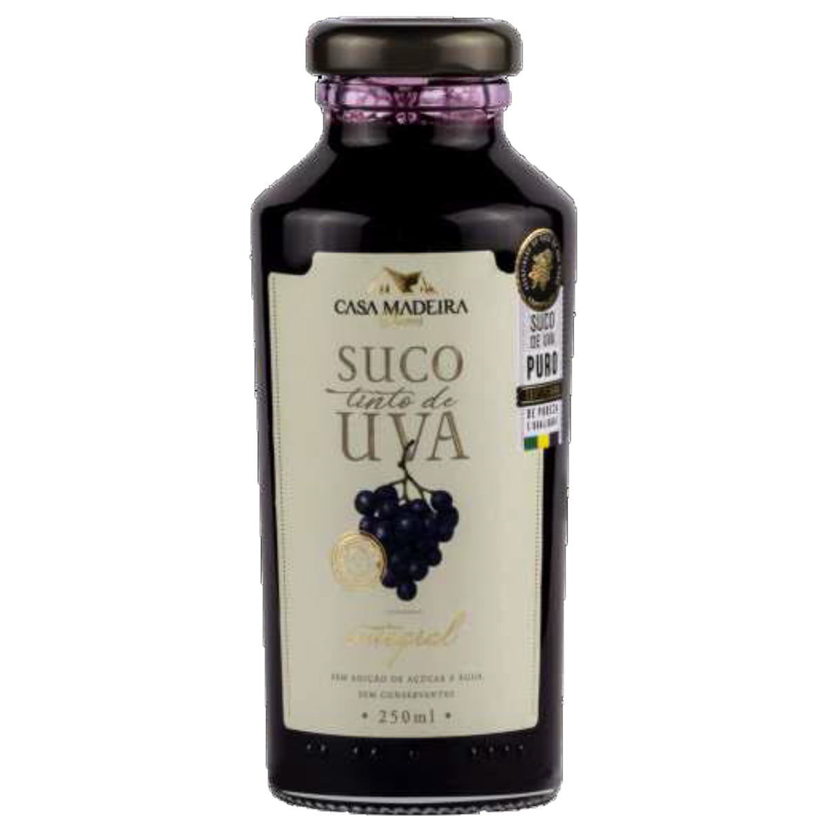 SUCO INTEGRAL EM VIDRO   250ML CASA MADEIRA UVA