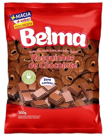 BISCOITO ROSQUINHA BELMA 300G CHOCOLATE