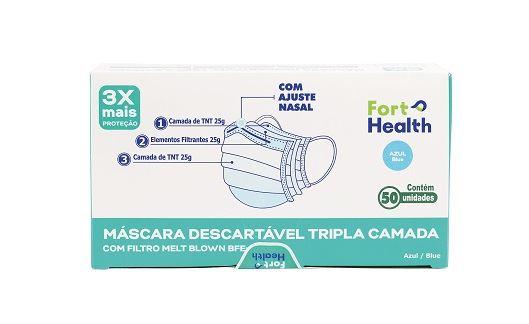 MASCARA CIRUGICA FORT HEALTH TRIPLA BR 50UN