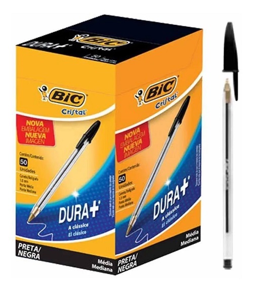 CANETA BIC CRISTAL PRETA 50UN