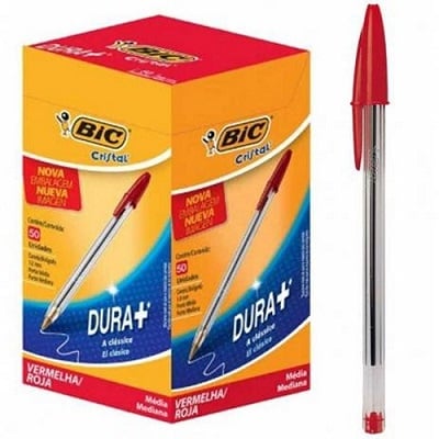 CANETA BIC CRISTAL VERMELHA 50UN