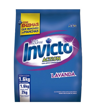 LAVA ROUPAS EM  PO INVICTO SACHE 1,6KG LAVANDA