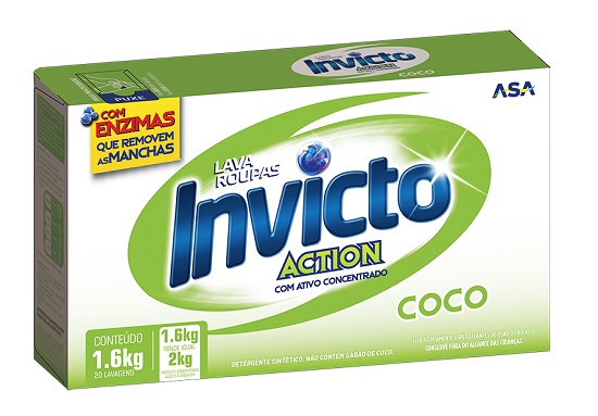 LAVA ROUPAS EM PO INVICTO CX 1,6KG COCO
