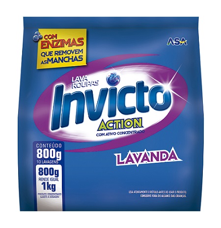 LAVA ROUPAS EM PO INVICTO SACHE  800G LAVANDA