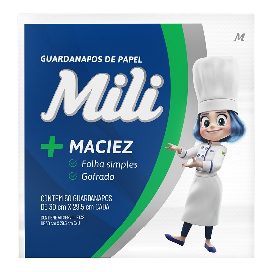 GUARDANAPO MILI FOLHA SIMPLES 30X29,5 50UN