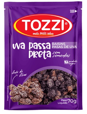 UVA PASSA PRETA SEM SEMENTE TOZZI 70G