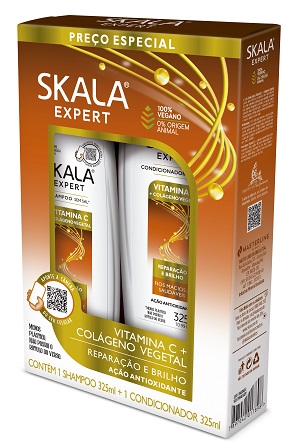 KIT SHAMPOO + CONDICIONADOR SKALA 325ML VITAMINA C + COLAGENO