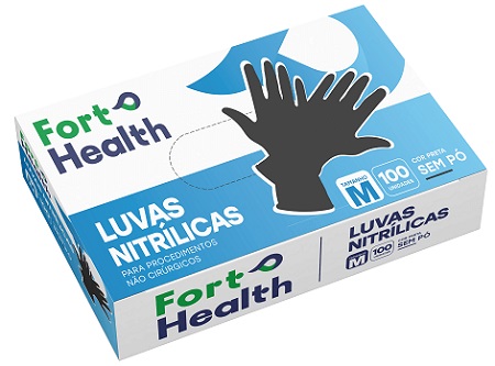 LUVAS NITRILICA FORT PRETA M C/100 UN 