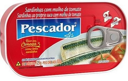 SARDINHA PESCADOR 125G COM MOLHO DE TOMATE