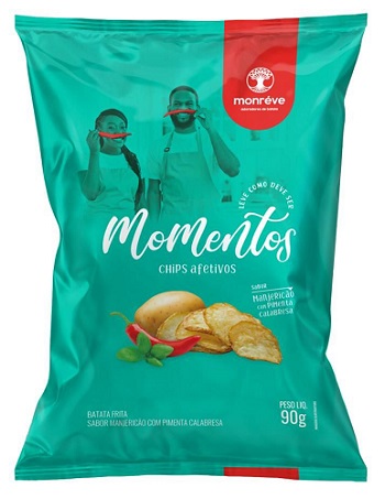 CHIPS BATATA MOMENTOS 90G MANJERICAO COM PIMENTA CALABRESA