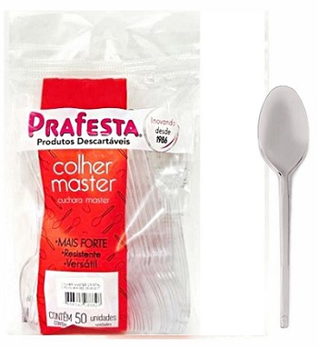 COLHER DESCARTAVEL PRAFESTA FORTE BRANCA C/50