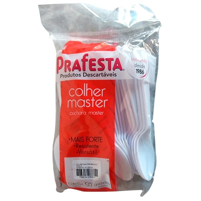 COLHER DESCARTAVEL PRAFESTA FORTE BRANCA C/50 COLHER DESCARTAVEL PRAFESTA FORTE BRANCA C/50