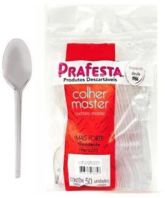 COLHER DESCARTAVEL PRAFESTA FORTE CRISTAL C/50