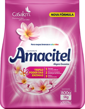 LAVA ROUPAS EM PO AMACITEL SACHE 800G AL ENCANTO