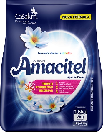 LAVA ROUPAS EM PO AMACITEL SACHE 1,6KG TOQUE DE POESIA