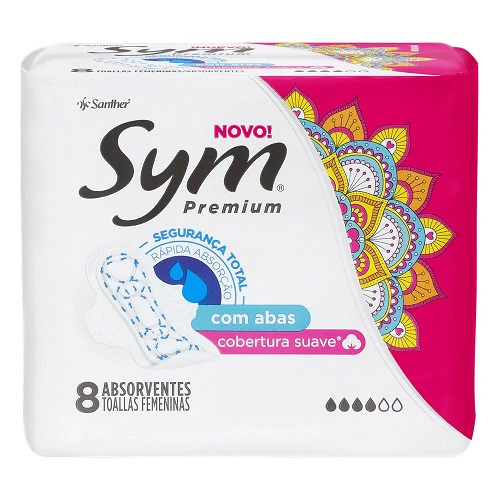 ABSORVENTE SYM PREMIUM SUAVE COM ABAS 8UN