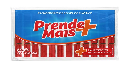 PRENDEDOR DE  ROUPA PRENDE MAIS PLASTICO C/12 UN