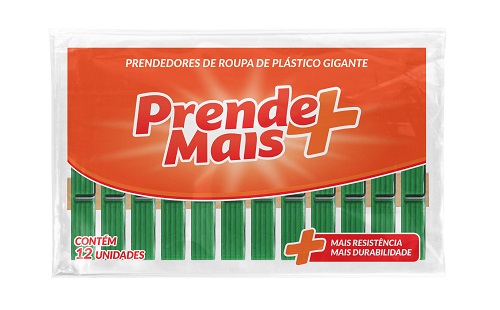 PRENDEDOR DE  ROUPA PRENDE MAIS PLASTICO GIGANTE C/12UN