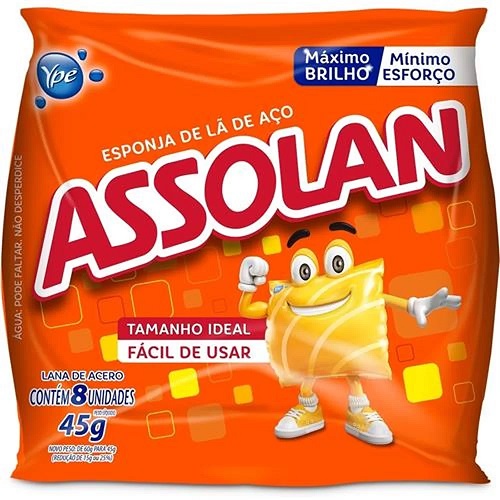 LÃ DE AÇO ASSOLAN 45G 8UN LÃ DE AÇO ASSOLAN 45G 8UN