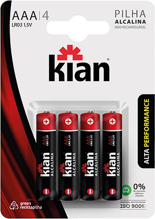 PILHA KIAN ALCALINA PALITO AAA 4UN PILHA KIAN ALCALINA PALITO AAA 4UN