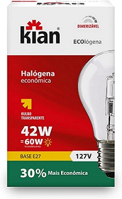 LAMPADA INCANDESCENTE HALOGENA KIAN  42W 127 LAMPADA INCANDESCENTE HALOGENA KIAN  42W 127