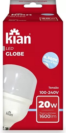 LAMPADA LED GLOBE KIAN BIVOLT 20W 6500K LAMPADA LED GLOBE KIAN BIVOLT 20W 6500K