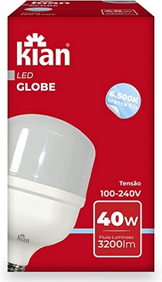 LAMPADA LED GLOBE KIAN BIVOLT 40W 6500K LAMPADA LED GLOBE KIAN BIVOLT 40W 6500K