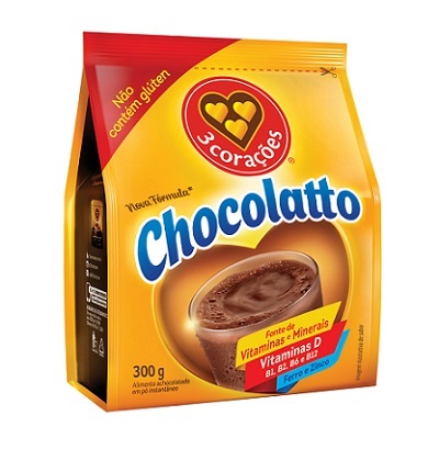 ACHOCOLATADO EM PÓ CHOCOLATTO 3 CORACOES 300G ACHOCOLATADO EM PÓ CHOCOLATTO 3 CORACOES 300G