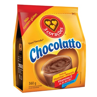 ACHOCOLATADO EM PÓ CHOCOLATTO 3 CORACOES 560G