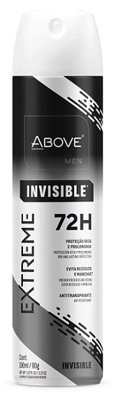 DESODORANTE ANTITRANSPIRANTE ABOVE EXTREME INVISIBLE 72H ACÃO 150ML/90G