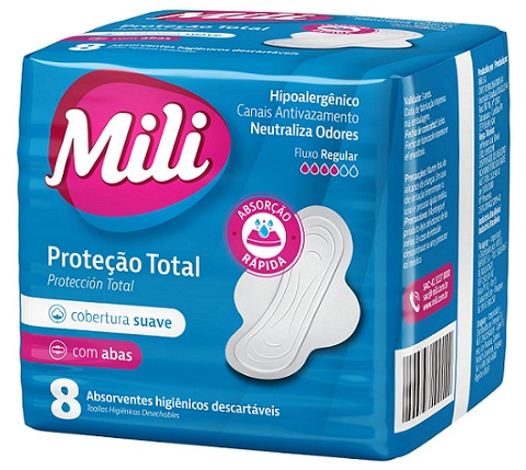 ABSORVENTE MILI PROTECAO TOTAL SUAVE COM ABAS 8UN