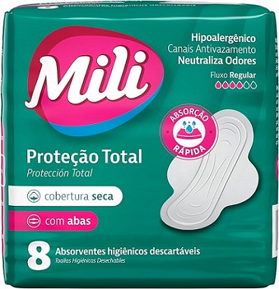 ABSORVENTE MILI P TOTAL SECA C/ABAS 8UN