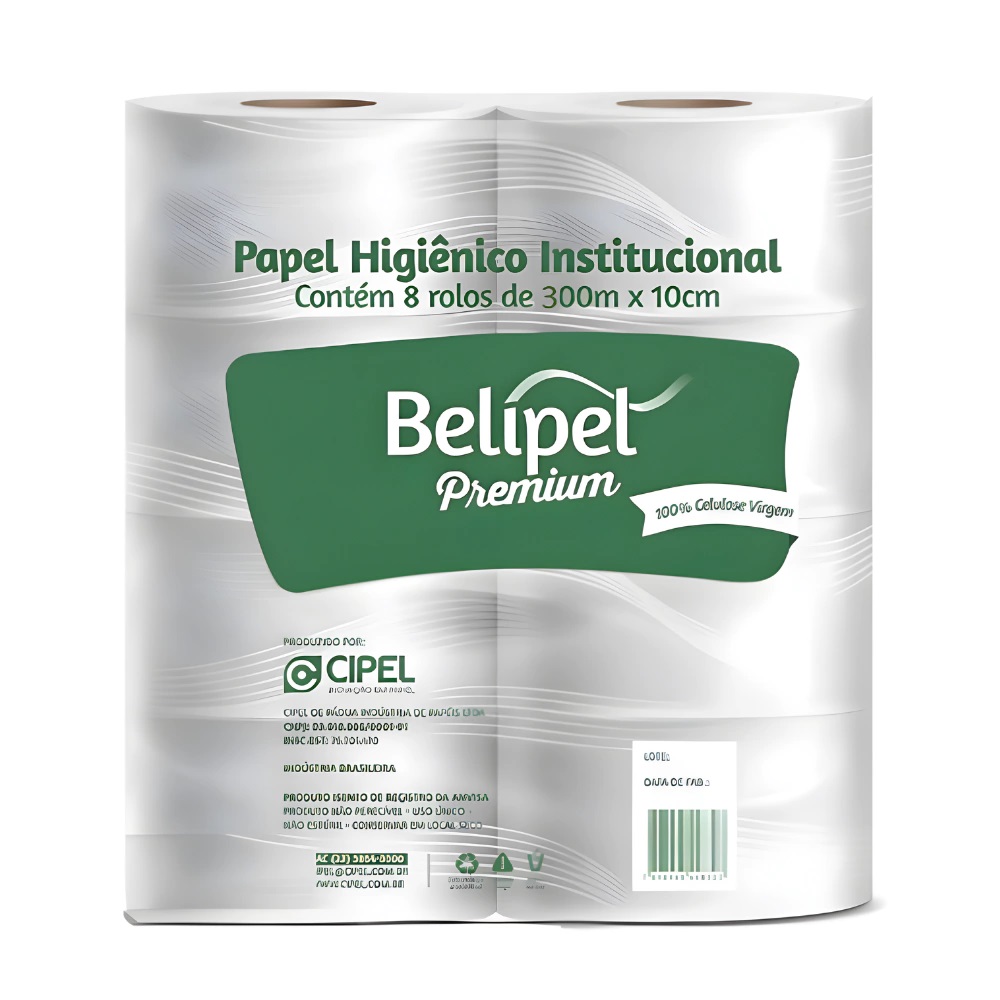 PAPEL HIGIENICO ROLAO 300M BELIPEL PREMIUM 100% CELULOSE