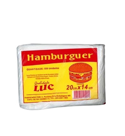 SACOLA HAMBURGUER LUC 20X14CM 500UN