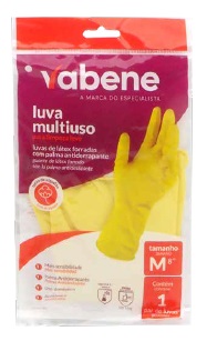 LUVA LATEX MULTIUSO VABENE AMARELA M 