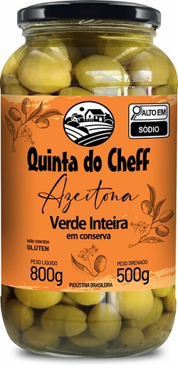 AZEITONA VERDE VIDRO QUINTA CHEFF COM CAR 500G