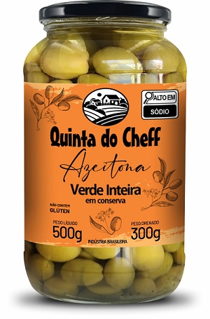 AZEITONA VERDE VIDRO QUINTA DO CHEFF COM CAROÇO 300G