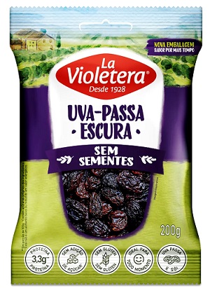 UVA PASSA PRETA SEM SEMENTES LA VIOLETERA 200G