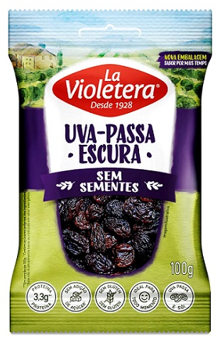 UVA PASSA PRETA SEM SEMENTES LA VIOLETERA 100G