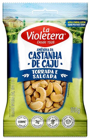 CASTANHA CAJU TORRADA E SALGADA LA VIOLETERA 100G 