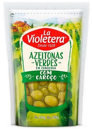 AZEITONA VERDE DOY PACK LA VIOLETERA COM CAROÇO 200G