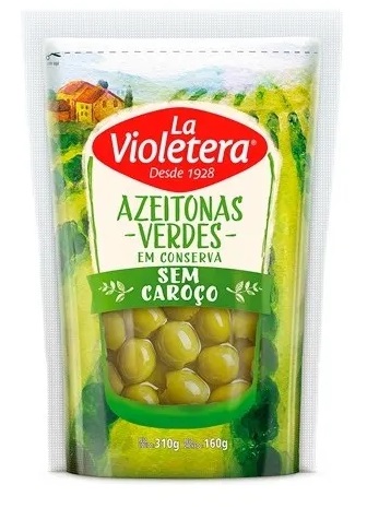 AZEITONA VERDE DOY PACK LA VIOLETERA SEM CAROÇO 160G