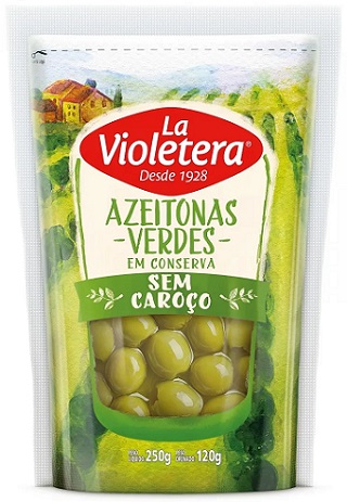 AZEITONA VERDE DOY PACK LA VIOLETERA SEM CAROÇO 120G